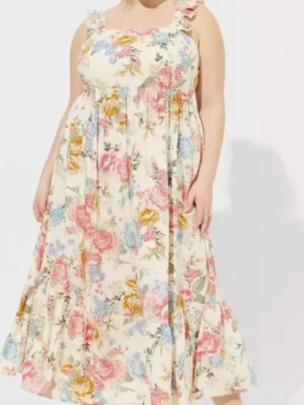 Torrid Floral Smocked Maxi Dress Size 4 Plus Cottagecore Boho